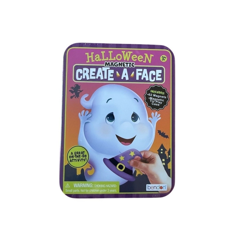 Bendon Halloween Magnetic Create-A-Face Tin Play Case Activity Set 62pc